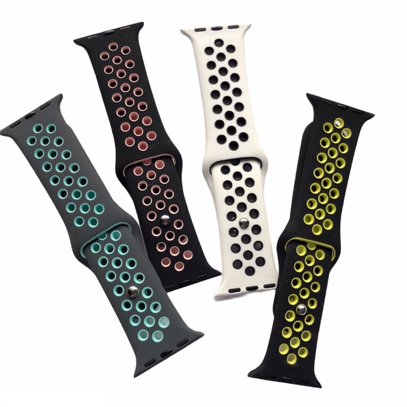 NEW 4 Sport Band Bundle Apple Watch 38/40/41mm S/M Holes Silicone - Picture 6 of 7